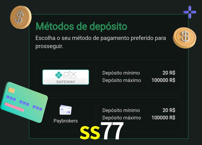 O cassino ss77 oferece uma grande variedade de métodos de pagamento